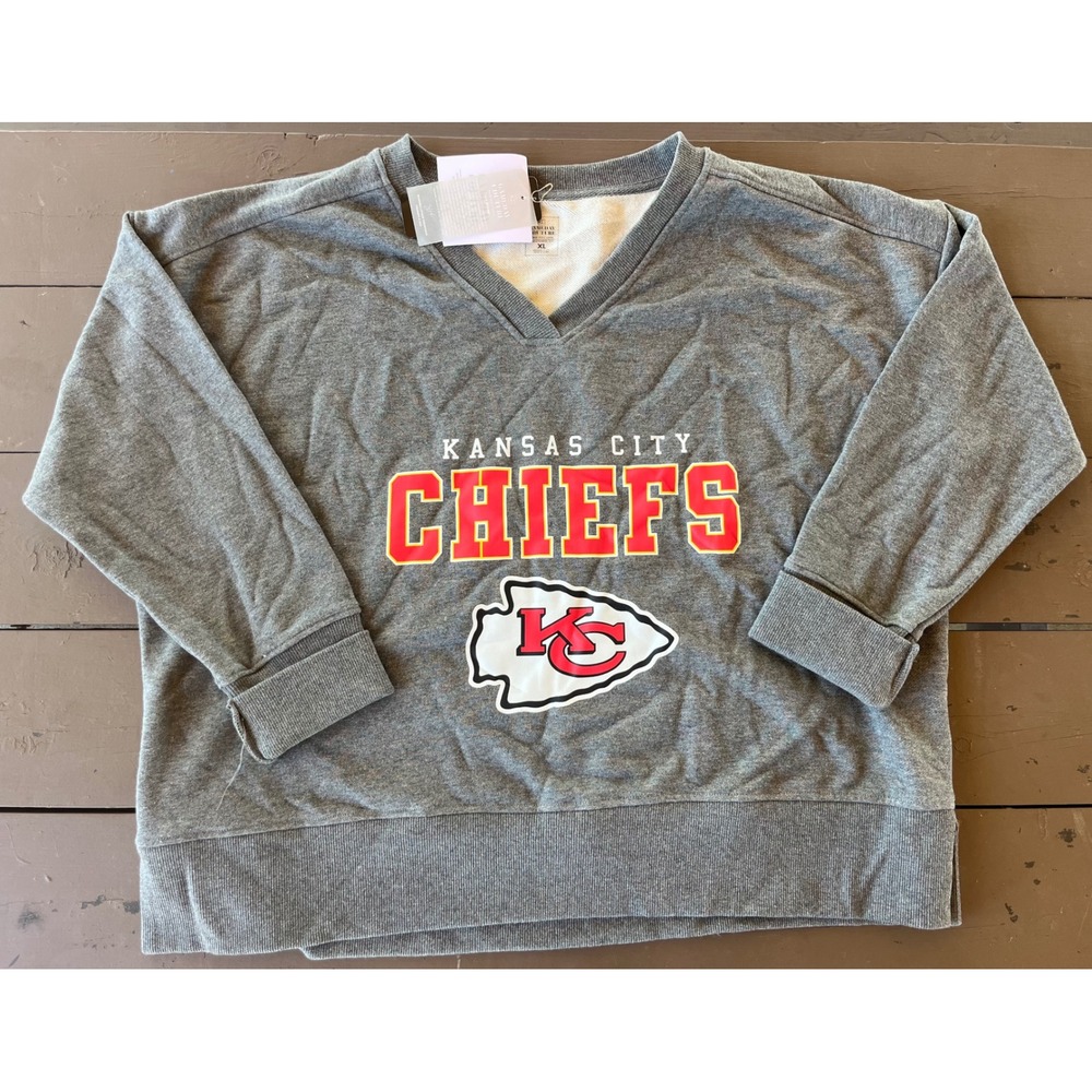 Gameday Couture Kansas City Chiefs V-Neck Sweatshirt Grey XL NWT NFL Football